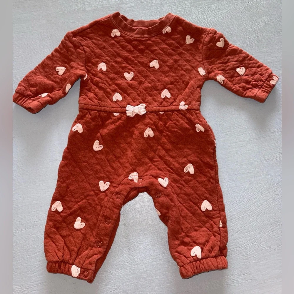 Carter's Red‎ Heart Patterned Footie